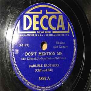 FLAC Carlisle Brothers - Don't Mention Me / Nobody Cares