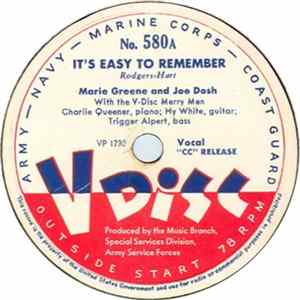 FLAC Marie Greene And Joe Dash / Dick Haymes And Helen Forrest - It's Easy To Remember / When The Circus Comes To New York